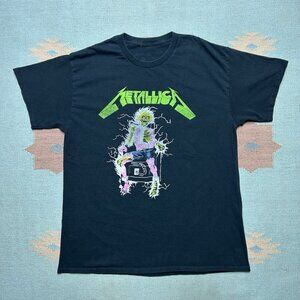 Metallica graphic t shirt metal rock band concert tour tee skeleton black large